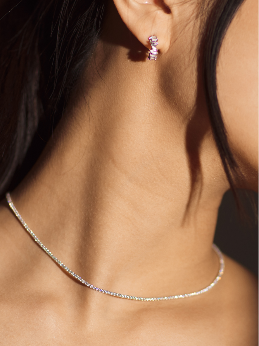 Mona Ohrringe Silber – 925er Silber, Zirkonia-Creolen