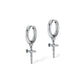 Stainless Steel Cross Hoop Earring