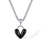 Noir Heart Pendant Necklace – Enamel & Steel