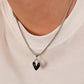 Noir Heart Pendant Necklace – Enamel & Steel
