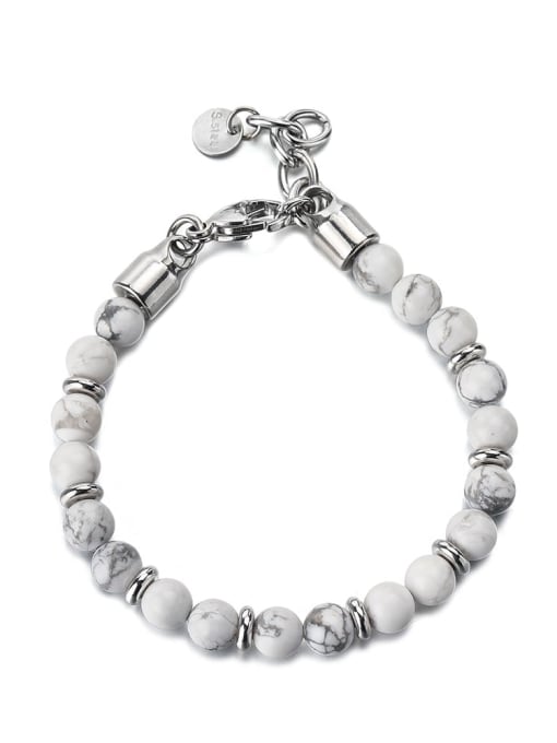 ATLAS Perlenarmband aus Edelstahl mit Naturstein
