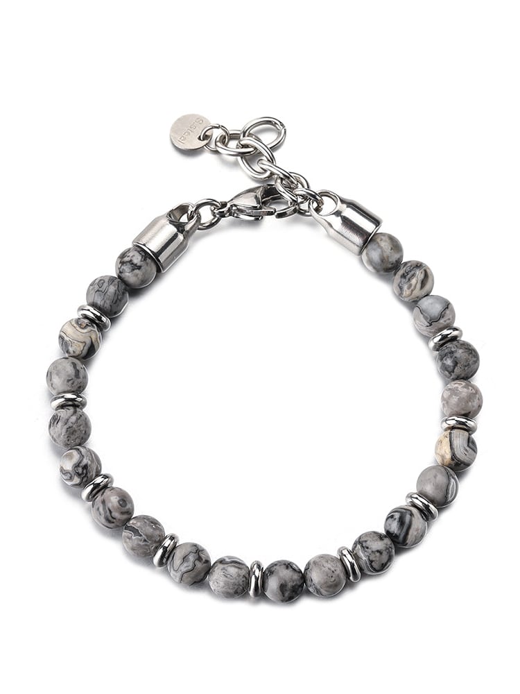 ATLAS Perlenarmband aus Edelstahl mit Naturstein