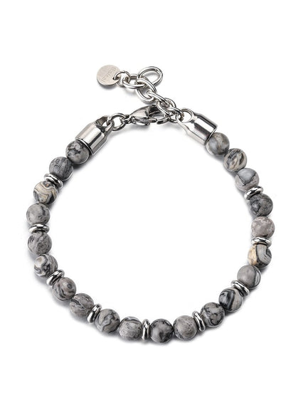 ATLAS Perlenarmband aus Edelstahl mit Naturstein