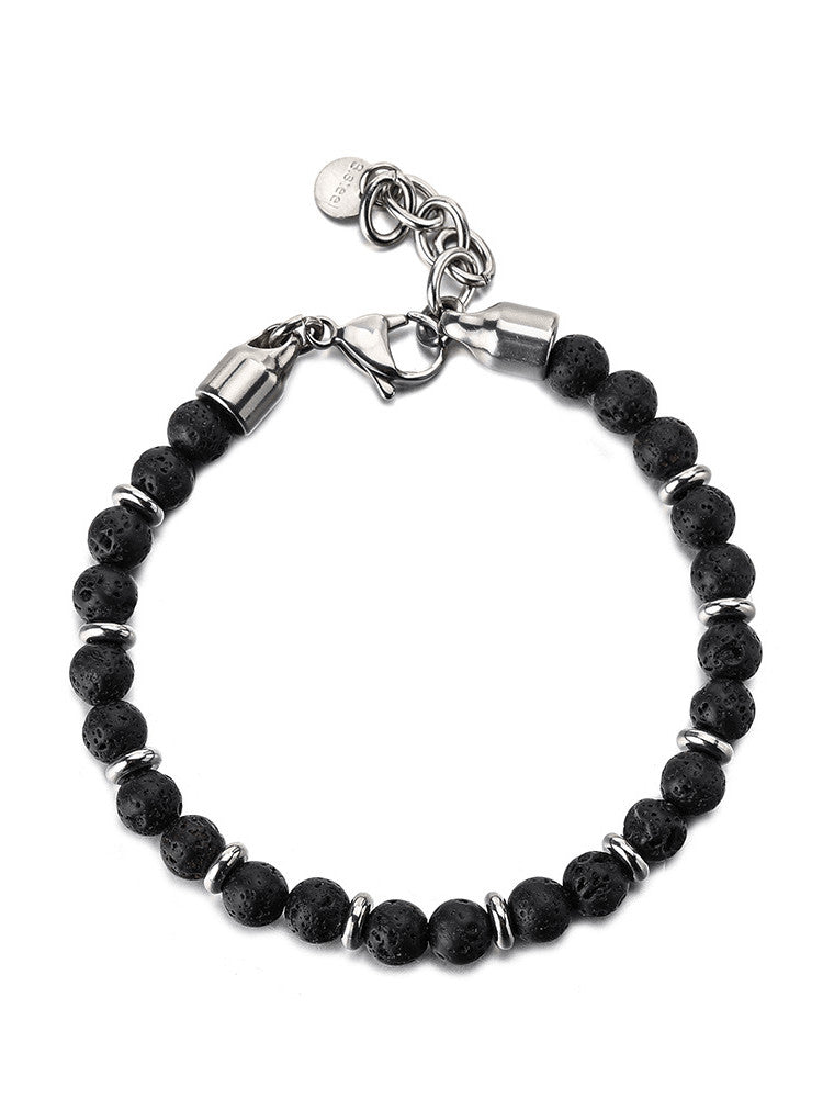 ATLAS Perlenarmband aus Edelstahl mit Naturstein