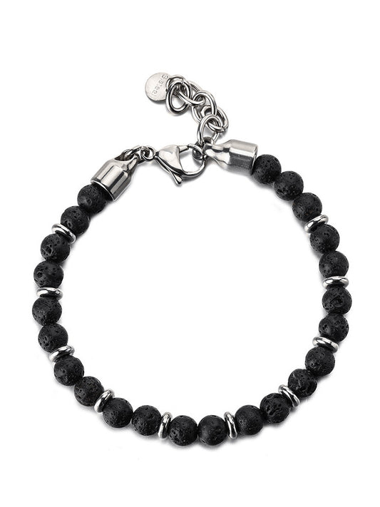 ATLAS Perlenarmband aus Edelstahl mit Naturstein