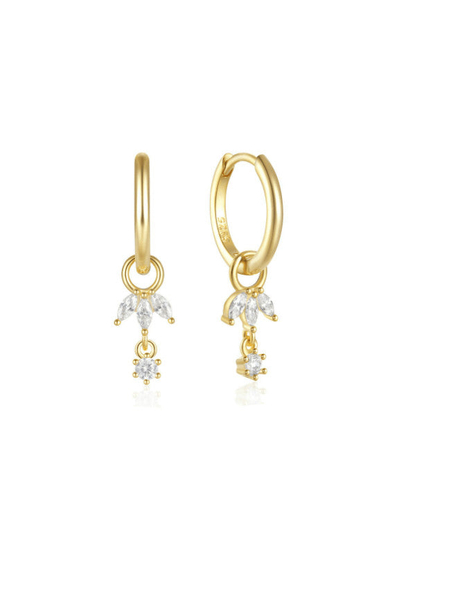 Daisy Mini Drop Huggie Earrings – 14K Gold Plated